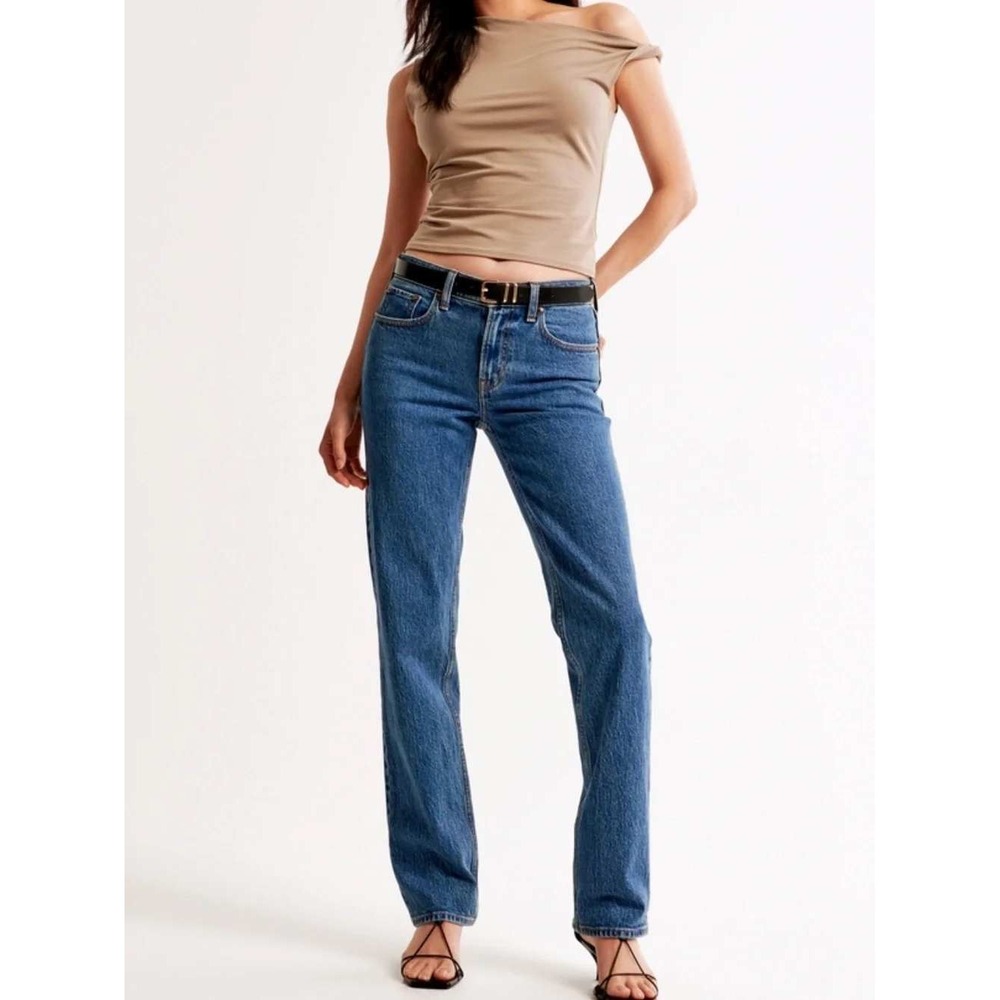 Abercrombie & Fitch The 90s Straight Jeans Womens 31 Blue Mid Rise Medium Wash